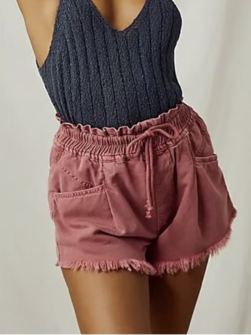 Free People We The Free Kalani Pull On Shorts High Rise Paperbag Frayed Sz Small